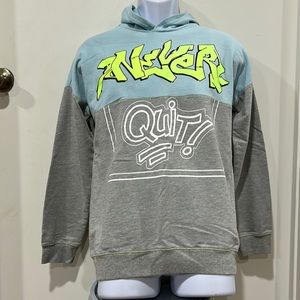 NWT Ideology Never Quit Colorblock Blue and Gray Hoodie Size Juniors XL